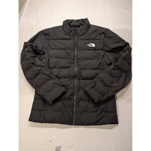 The North Face Mens Medium Black Quilted Puffer Jacket Full Zip Outdoors Warm